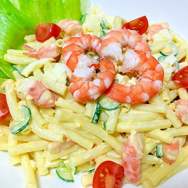 ちょっぴり豪華♪エビと卵のマカロニサラダ♡